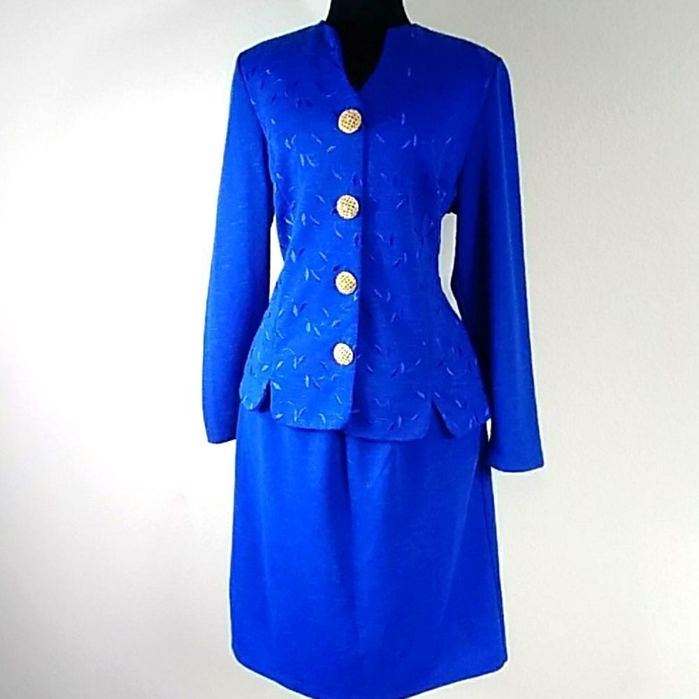 Vintage 2Pc Pablo Collection 💯 Polyester Suits Women Dress Size 14